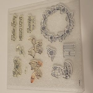 CTMH Close to my Heart 11pc Hello Foxy Clear Acrylic Stamp Set